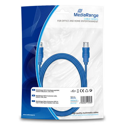Mediarange Extension Cable AM/AF 3,0m Blue