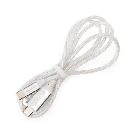 Platinet Type-C Type-C LED kábel 3A 60W 1m biely 480 Mbps