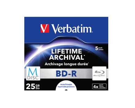 Verbatim M-DISC BD-R 4x 25GB Print Jewel Case 