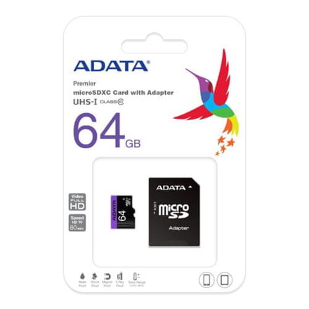 Adata Micro SDXC 64GB Premier Class 10+ adapter 80 MB/s