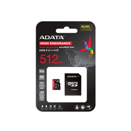 ADATA High Endurance MicroSDXC 512GB UHS-I U3 V30 A2 + adapter 100/85 MB/s