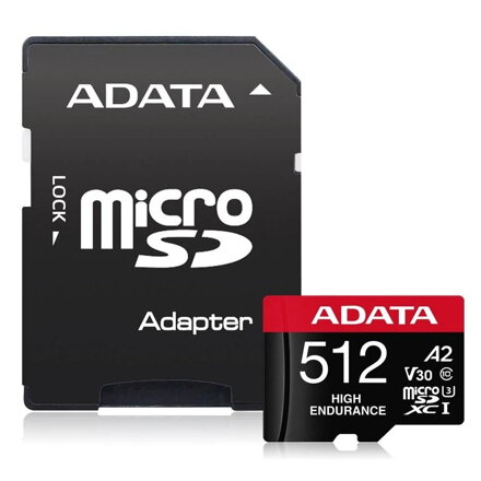 ADATA High Endurance MicroSDXC 512GB UHS-I U3 V30 A2 + adapter 100/85 MB/s