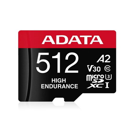 ADATA High Endurance MicroSDXC 512GB UHS-I U3 V30 A2 + adapter 100/85 MB/s