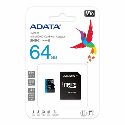 ADATA MicroSDXC 64GB UHS-I 100/25MB/s + adapter