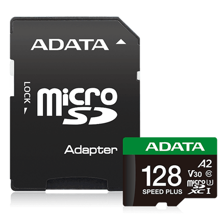 ADATA Speed Plus MicroSDXC 128GB UHS-I U3 V30 A2 + adapter 180/160 MB/s