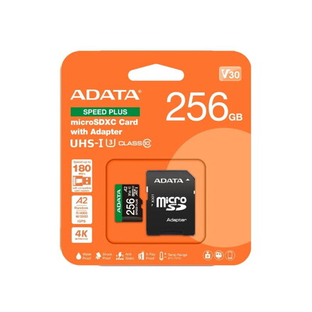 ADATA Speed Plus MicroSDXC 256GB UHS-I U3 V30 A2 + adapter 180/160 MB/s