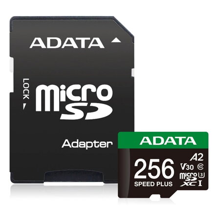 ADATA Speed Plus MicroSDXC 256GB UHS-I U3 V30 A2 + adapter 180/160 MB/s