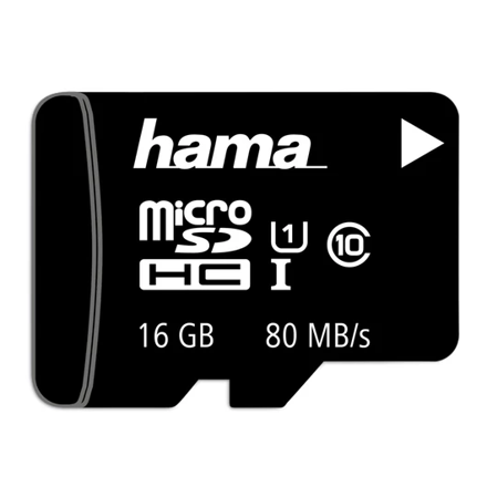 HAMA microSDHC 16 GB Class 10 UHS-I 80 MB/s + adaptér