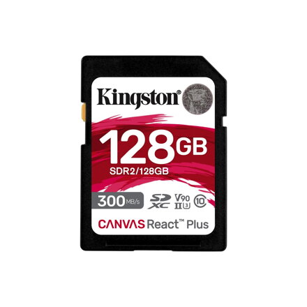 Kingston Canvas React Plus SDXC 128GB Class 10 UHS-II U3 V90 300/260 MB/s 