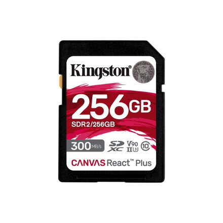 Kingston Canvas React Plus SDXC 256GB Class 10 UHS-II U3 V90 300/260 MB/s 