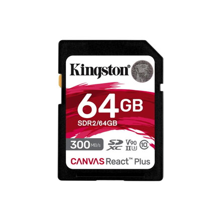 Kingston Canvas React Plus SDXC 64GB Class 10 UHS-II U3 V90 300/260 MB/s 