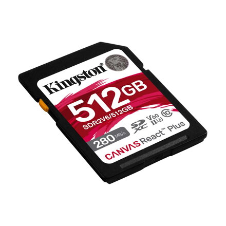 Kingston Canvas React Plus V60 SDXC 512GB Class 10 UHS-II U3 V60 280/150 MB/s