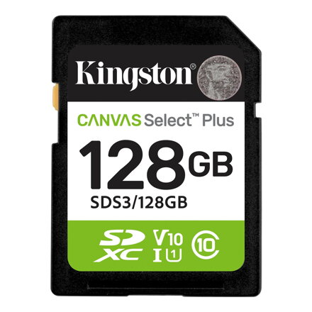Kingston 128GB SDXC Canvas Select Plus UHS-I U1 V10 CL10 150MB/s 
