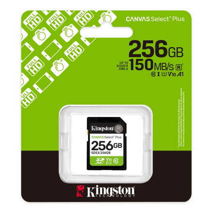 Kingston 256GB SDXC Canvas Select Plus UHS-I U1 V10 CL10 150MB/s 