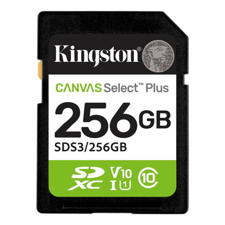 Kingston 256GB SDXC Canvas Select Plus UHS-I U1 V10 CL10 150MB/s 