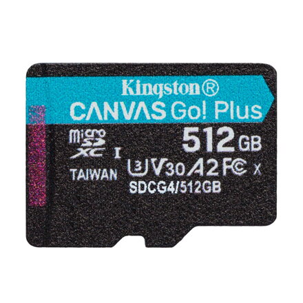 Kingston 512GB microSDXC Pamäťová karta Canvas Go! Plus UHS-I, U3, V30, A2 200/160MB/s