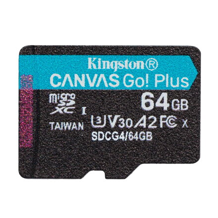 Kingston 64GB microSDXC Pamäťová karta Canvas Go! Plus UHS-I, U3, V30, A2 200/160MB/s