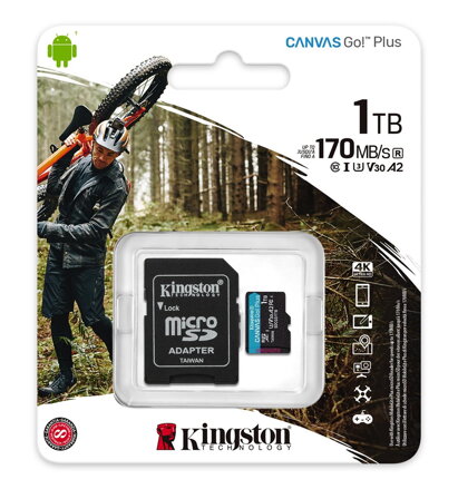 Kingston 1TB microSDXC Class Canvas Go! Plus A2 U3V30 170MB/s + adapter