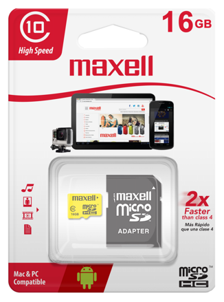 Maxell Micro SDHC 16GB Class 10+ adapter (yellow)