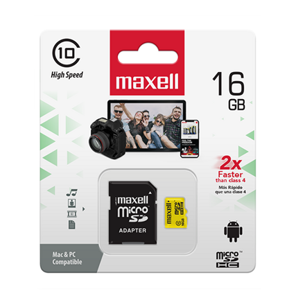 Maxell Micro SDHC 16GB Class 10+ adapter (yellow)
