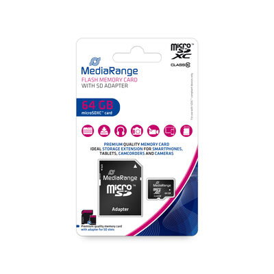 Mediarange Micro SDXC 64GB Class 10+ adaptér