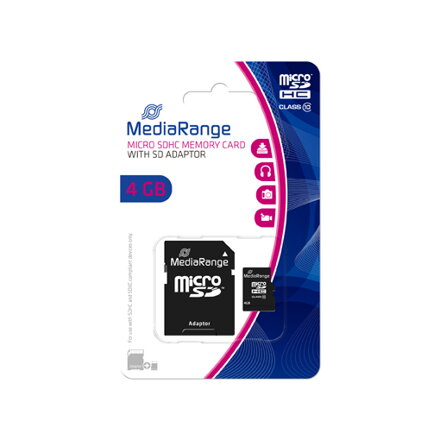 Mediarange Micro SDHC 4GB Class 10+ adapter