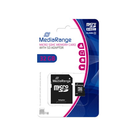 Mediarange Micro SDHC 32GB Class 10+ adapter