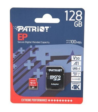 PATRIOT MICRO SDXC EP Series 128GB  V30, 100MB/s