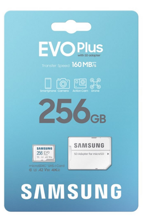 Samsung EVO Plus Micro SDXC 256GB + adaptér UHS-I U3  Class 10 160 MB/s