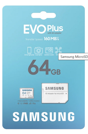 Samsung EVO Plus Micro SDXC 64GB + adaptér UHS-I U3  Class 10 160 MB/s