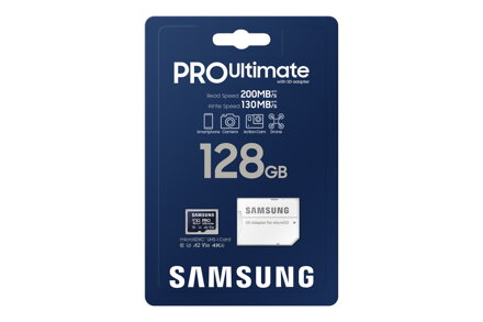 Samsung PRO Ultimate micro SDXC 128GB 200MB/s UHS-I U3  Class 10 + Adaptér