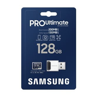 Samsung PRO Ultimate micro SDXC 128GB+ USB adapter 200MB/s UHS-I U3  Class 10 + Adaptér