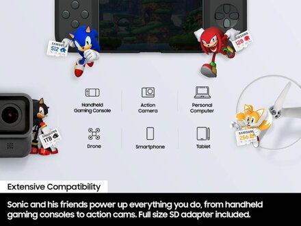 SAMSUNG PRO Plus microSDXC 1TB Sonic the Hedgehog + adapter class 10 UHS-I U3 A2 V30 180/130 MB/s 