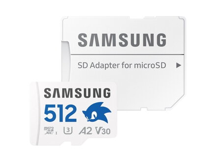 SAMSUNG PRO Plus microSDXC 512GB Sonic the Hedgehog + adapter class 10 UHS-I U3 A2 V30 180/130 MB/s 