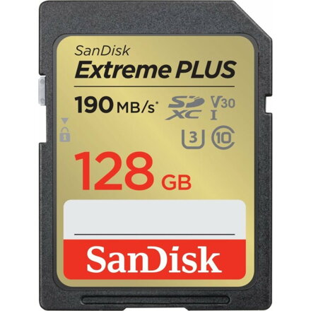 SanDisk Extreme PLUS SDXC 128 GB class 10  UHS-I U3 V30 190/90 MB/s 