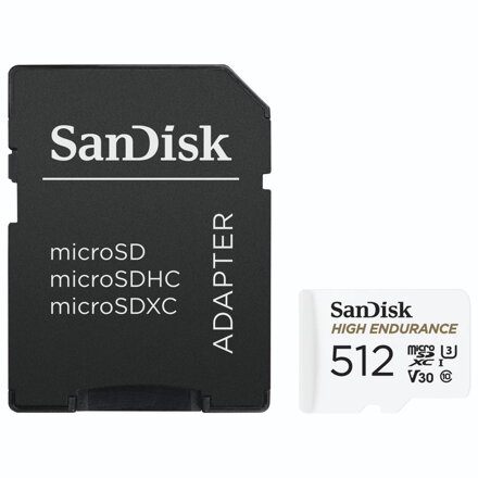 SanDisk High Endurance 512GB microSDXC pamäťová karta 100/40 MB/s C10, U3, V30, + adaptér