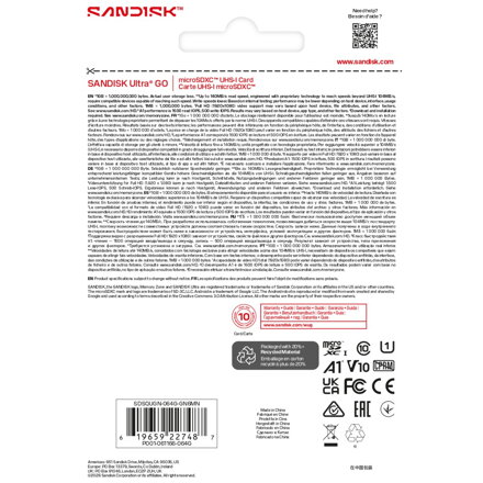 SanDisk microSDXC Ultra GO 64GB (UHS-I, V10, U1, C10, A1, 140 MB/s, Full Video HD)