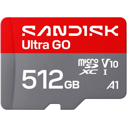 SanDisk microSDXC Ultra GO 512GB (UHS-I, V10, U1, C10, A1, 190 MB/s, Full Video HD)