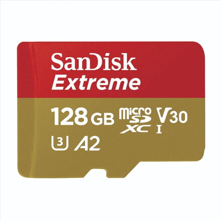 Sandisk Extreme 128GB microSDXC pamäťová karta 190/90 MB/s, A2 C10 V30 UHS-I U3 + adaptér