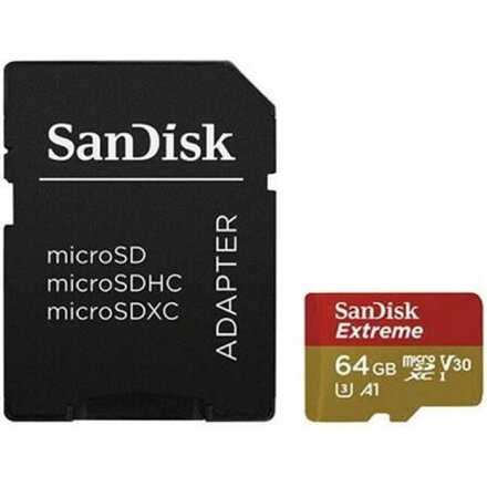 Sandisk Extreme 64GB microSDXC pamäťová karta 170/80 MB/s, A2 C10 V30 UHS-I U3 + adaptér