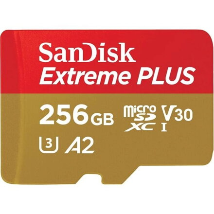 SanDisk Extreme Plus 256GB microSDXC pamäťová karta 200/140 MB/s A2 C10 V30 UHS-I U3 + adaptér