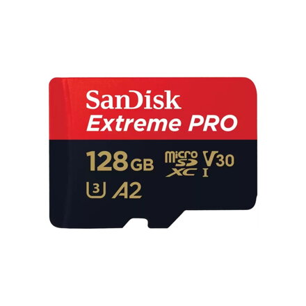 SANDISK Extreme PRO 128GB microSDXC pamäťová karta 200/90 MB/s A2 C10 V30 UHS-I U3 + adaptér