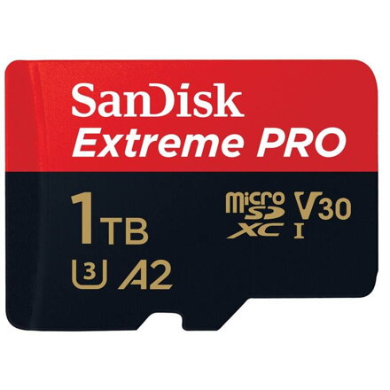 SANDISK EXTREME PRO 1TB microSDXC pamäťová karta 200/140 MB/s A2 C10 V30 UHS-I U3 + adaptér 