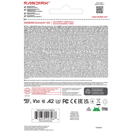 SanDisk Extreme GO microSDXC 512GB (UHS-I, 240MB/s / W160MB/s, 5K)