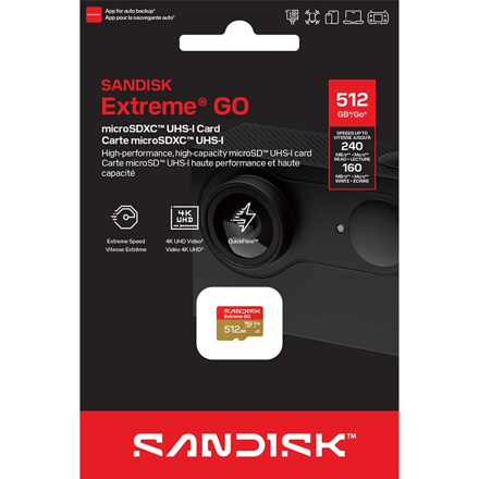 SanDisk Extreme GO microSDXC 512GB (UHS-I, 240MB/s / W160MB/s, 5K)