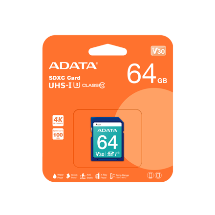 ADATA SDXC 64GB UHS-I U3 Class 10 (V30S)