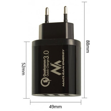 Maclean energy nabíjačka Q.C 3.0 čierna MCE479B