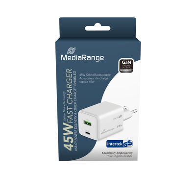 MediaRange 45W rýchlonabíjačka  USB-A a USB-C 