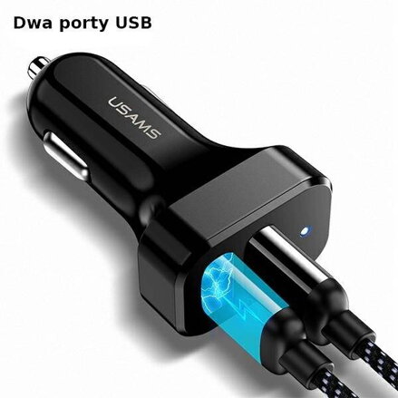 USAMS C13 autonabíjačka  2xUSB čierna 