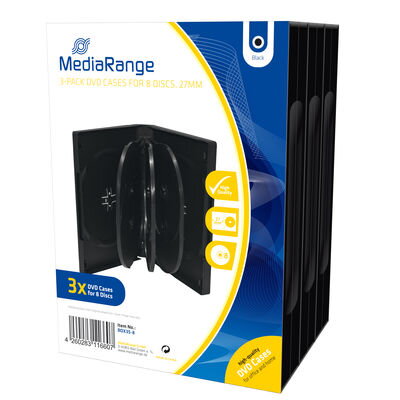 Mediarange DVD-Box 27mm for 8 Black *3Pack